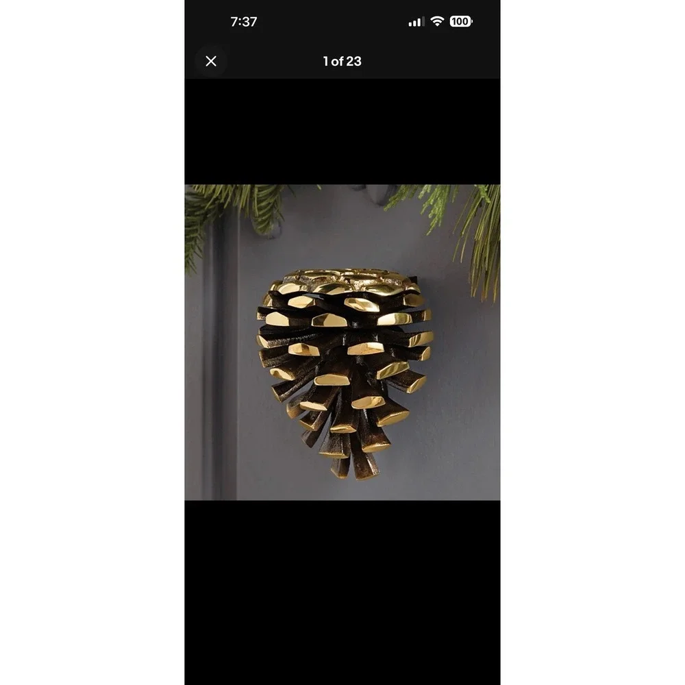Michael Healy Pinecone Door Knocker, Brass 4